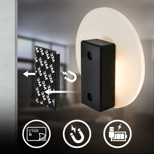BRILONER 3889015 - led punjivo zidno svetlo sa senzorom taro LED/2,5W/5V 1800 mah crna Slike