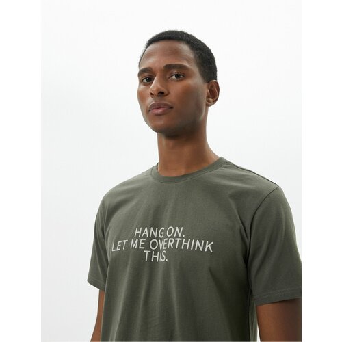 Koton Motto Printed T-Shirt Slim Fit Crew Neck Short Sleeve Cotton Cene