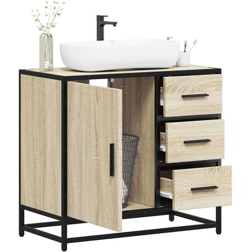vidaXL Kupaonski ormarić za umivaonik boja hrasta 65x33x60 cm drveni Cijene