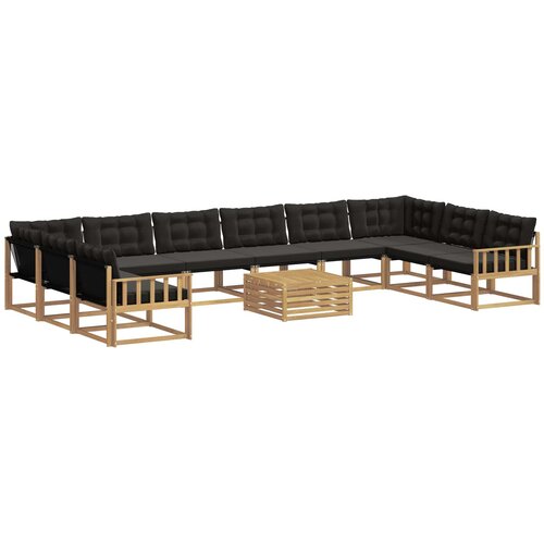 vidaXL Zunanja garnitura za sedenje z blazino 11 pcs Bela in črna, (5000279606) Cene