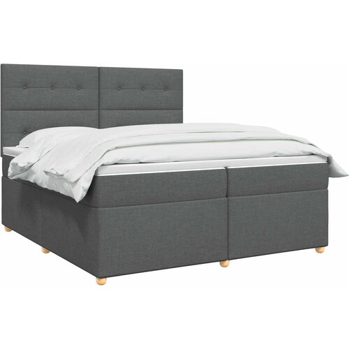  Boxspring krevet s madracem Tamnosiva 200 x 200 cm Tkanina Slike