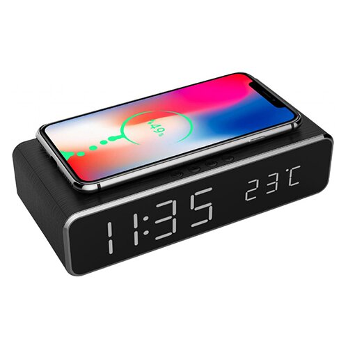 Gembird digitalni sat s funkcijama alarma i bežičnog punjenja, crne boje Cijene