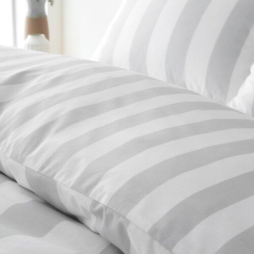 Catherine Lansfield Bijela/siva posteljina za bračni krevet/za produženi krevet 230x220 cm Cove Stripe &amp;ndash; Slike