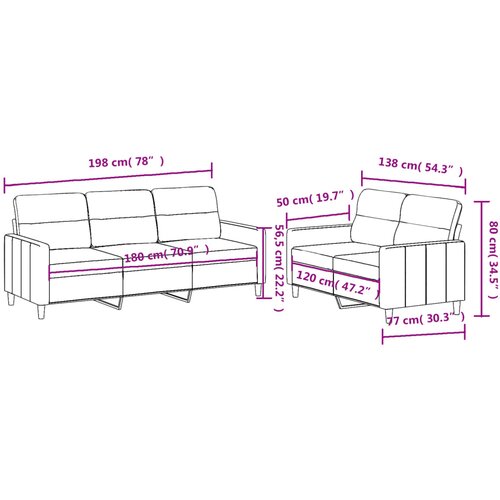  2-dijelni set sofa s jastucima tamnosivi od tkanine Slike