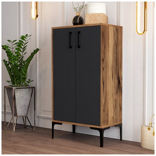 Hanah home Prag - Walnut, Anthracite omarica za obutev, (20784414) Cene