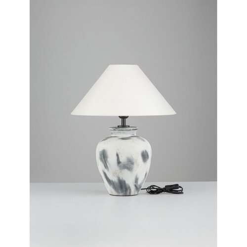 Nova Luce Bijela/siva stolna lampa keramička s tekstilnim sjenilom (visina 55 cm) Lupe &amp;ndash; Slike