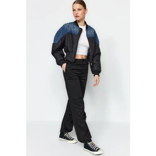 Trendyol Black Satin Normal Waist Parachute Jeans
