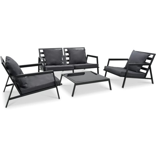 VidaXL Vrtna garnitura z blazinami 4-delna aluminij temno siva Slike