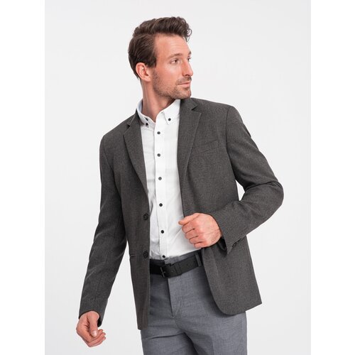Ombre Elegant men&amp;#039;s jacket with decorative buttons on cuffs - graphite Slike