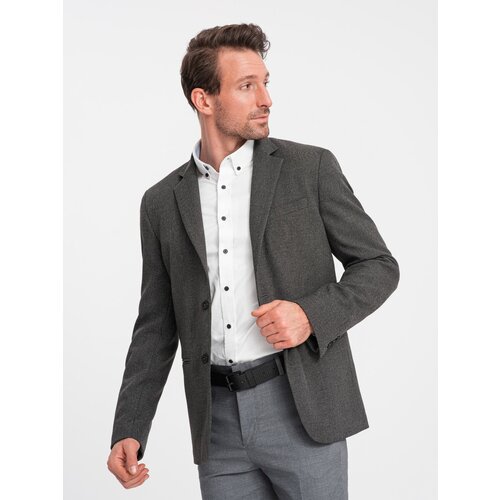 Ombre elegant men's jacket with decorative buttons on cuffs - graphite Slike