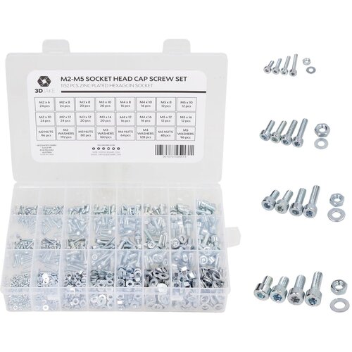 3DJAKE Set M2-M5 vijakov vijaki s cilindrično glavo (ISO4762 / DIN912), 1152 kosov - 1 set. Cene