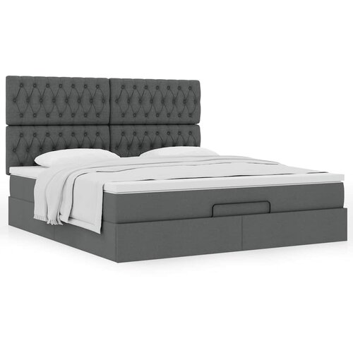 vidaXL Otomanski posteljni okvir z vzmetnico siv 160x200 cm blago Cene