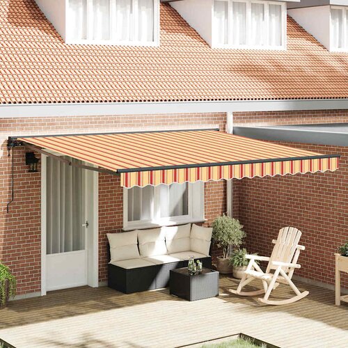 vidaXL Retraktilna tenda Rumena in oranžna 400x300 cm blago - - Rumena - 33.28 - 400x300 cm - 2025- Cene