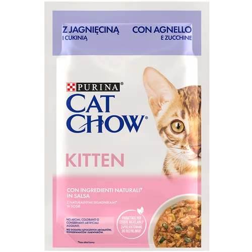 Cat Chow Varčno pakiranje 52 x 85 g - Kitten jagnjetina in bučke