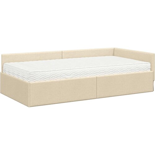  Kutni krevetni okvir s madracem 2 kom. Krema 100 x 200 cm Slike