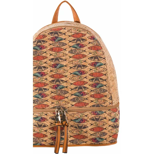 Fashion Hunters Light brown women's backpack with a print