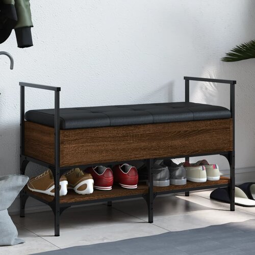  The Living Store Klop za čevlje rjavi hrast 85,5x42x57,5 cm inženirski les - Klop Za Čevlje, (21444090) Slike