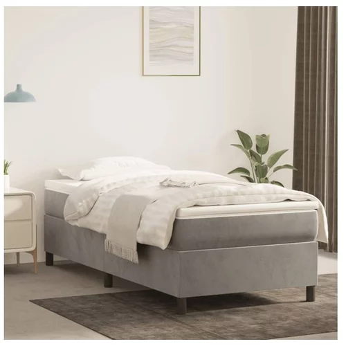  Box spring postelja z vzmetnico svetlo siv 90x190 cm žamet