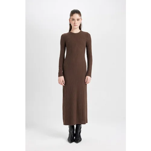  Bodycon Body-hugging Crew Neck Basic Plain Body-hugging Long Sleeve Maxi Dress