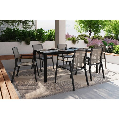 Ambia Garden STOL tikovina aluminij antracit, naravne barve, črna Slike