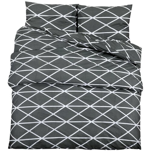  Set posteljine za poplun sivi 155x220 cm pamučni Slike