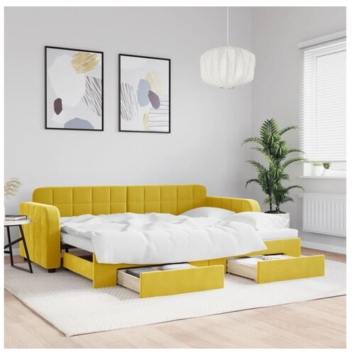 VidaXL Dnevni krevet na razvlačenje s ladicama žuti 80 x 200 cm bar&amp;scaron;un Slike