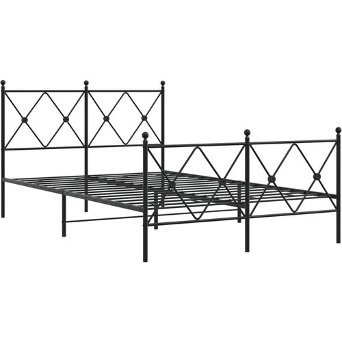 vidaXL kovinski posteljni okvir z vzglavjem in vznožjem črn 120x190 cm, (21128176) Cene