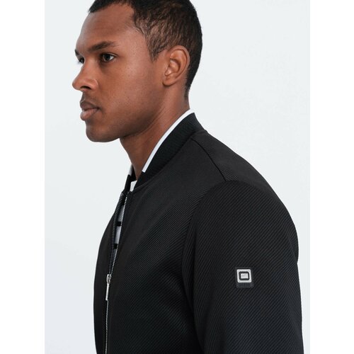 Ombre Men's structured fabric bomber jacket - black Slike