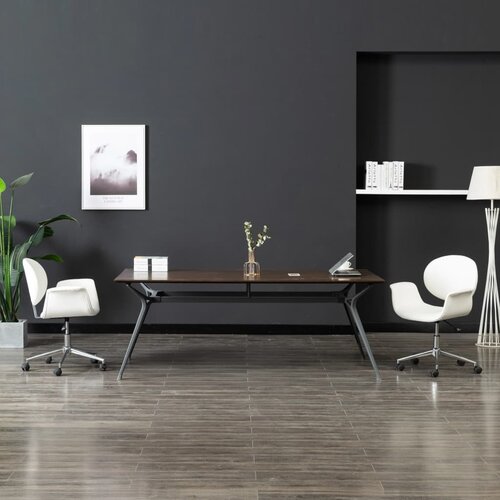 The Living Store Vrtljiv jedilni stol belo umetno usnje - Jedilni Stol, (21663058) Slike