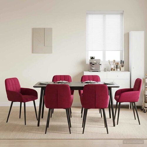  Trpezarijske stolice 6 pcs Baršun Vinska crvena 57 x 50 x 85 cm Cene