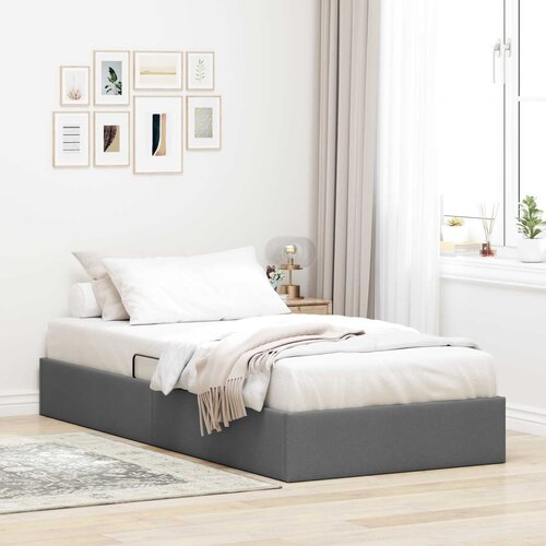 Otomanski krevet s pohranom Tamno siva 90 x 200 cm tkanina Cijene