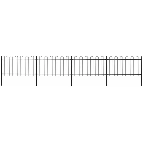 vidaXL vrtna ograda s ukrasnim lukovima čelična 6,8 x 1 m crna