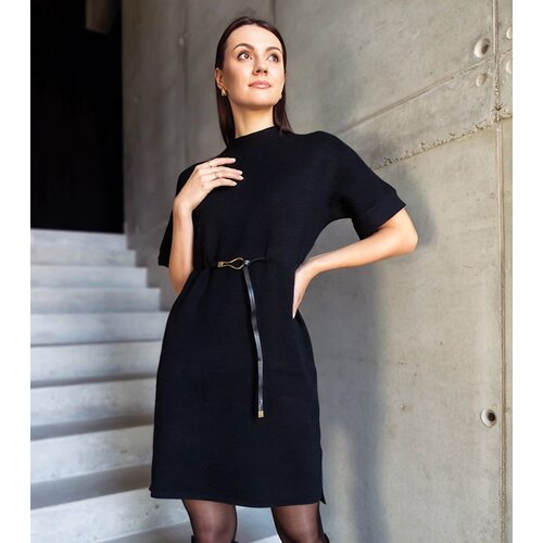 Gemre Black midi dress with a delicate belt Dustina Slike