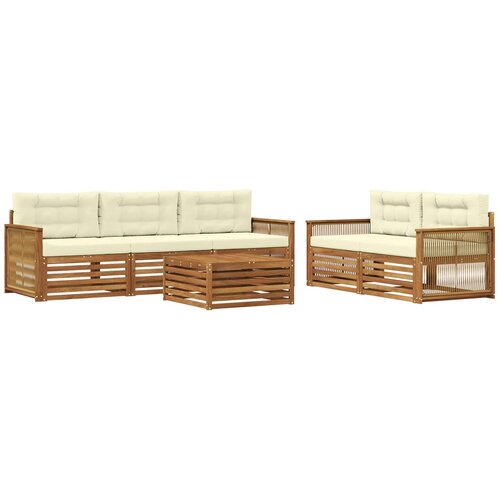 vidaXL Zunanja garnitura za sedenje z blazino 6 pcs Naravna in smetana, (5000281752) Cene