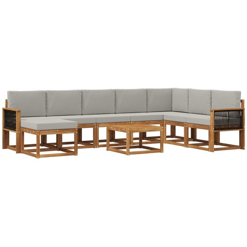 VidaXL Zunanja garnitura za sedenje 9 pcs Naravna in svetlo siva, (5000281294) Slike