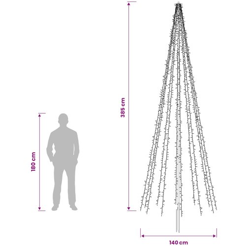  LED božićno drvce 385 cm 2460 LED lampica Topla bijela Čelik Slike