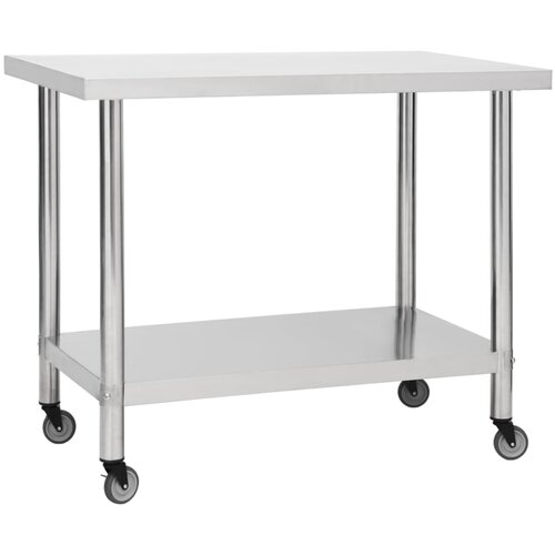 vidaXL Kuhinjski radni stol s kotačima 100x30x85 cm nehrđajući čelik Cijene
