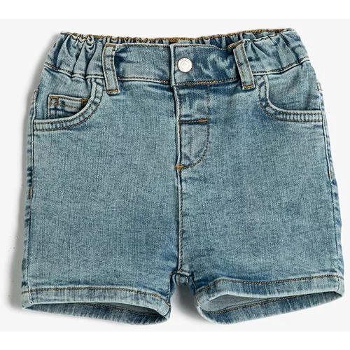 Koton Baby Girl Denim Shorts with Pockets and Elastic Waist 3smg40007ad