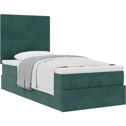 VidaXL Otomanski posteljni okvir z vzmetnicami zelen 80x200cm žamet, (21607946) Slike