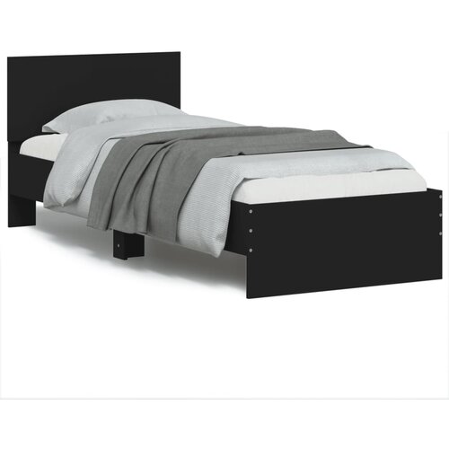 vidaXL Posteljni okvir z vzglavjem in LED lučkami črn 75x190 cm Cene