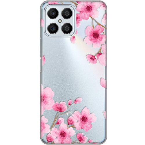 Silikonska maska za Honor X8 Rose flowers Print Skin providna Slike