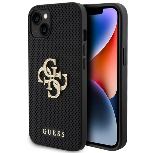 Guess GUHCP13MPSP4LGK silikonski ovitek za iPhone 13 - perforiran črn