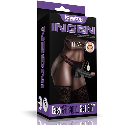 Lovetoy Ingen Easy Strap-on Set Vibrating 8.5" Black Cijene