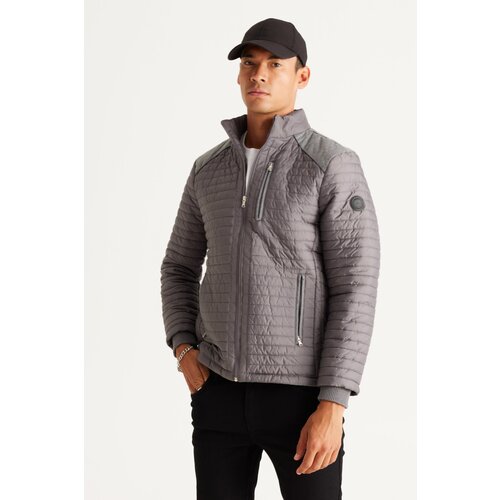 Altinyildiz classics Men's Gray Standard Fit Regular Fit High Neck Patterned Coat Slike