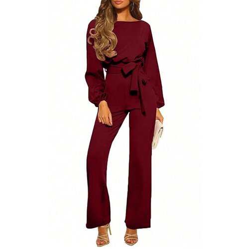 Fenzy Eleganten Kombinezon Z Dolgimi Rokavi, Bordo Cene