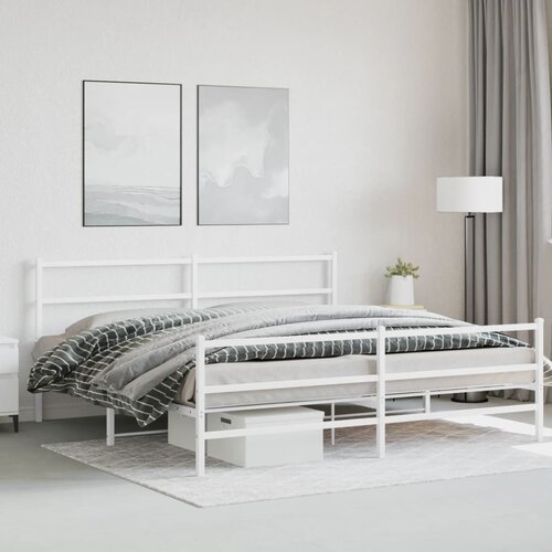 Furnova Kovinski posteljni okvir z vzglavjem in vznožjem bel&amp;nbsp;180x200 cm, (21936459) Slike