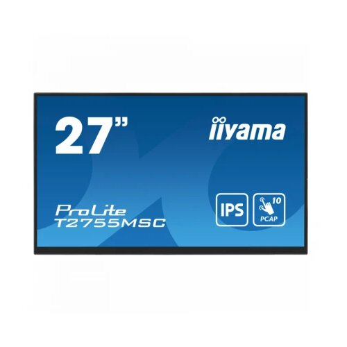 Iiyama ProLite T2755MSC-B1 - LED monitor27&amp;quot; touchscreen 1920 x 1080 Full HD (1080p) @ 60 Hz IPS 400 cd/m&amp;sup2; 1000:1 5 ms HDMI DisplayPort speakers black matte - T2755MSC-B1 Slike