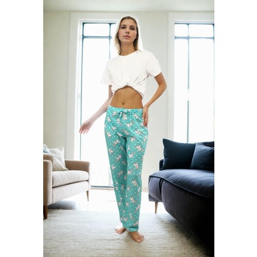 Dewberry 80156 Women Pyjama Bottom-GREEN-2 Slike