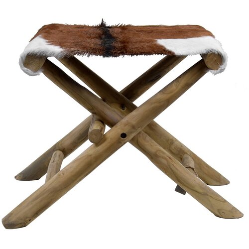 Ego Dekor Smeđi tabure od tikovine Goatskin - Cijene