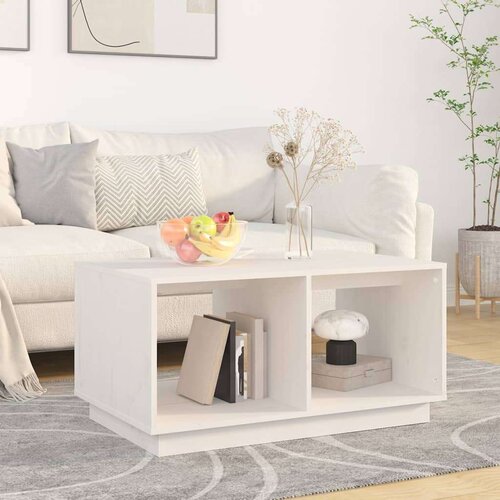  Stolić za kavu bijeli 80 x 50 x 40 cm od masivne borovine Slike